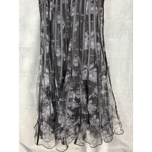Mgiacy Dark Floral Tulle Midi Dress Size S Whimsigoth Fairy Grunge Dark Romantic - Picture 4 of 16
